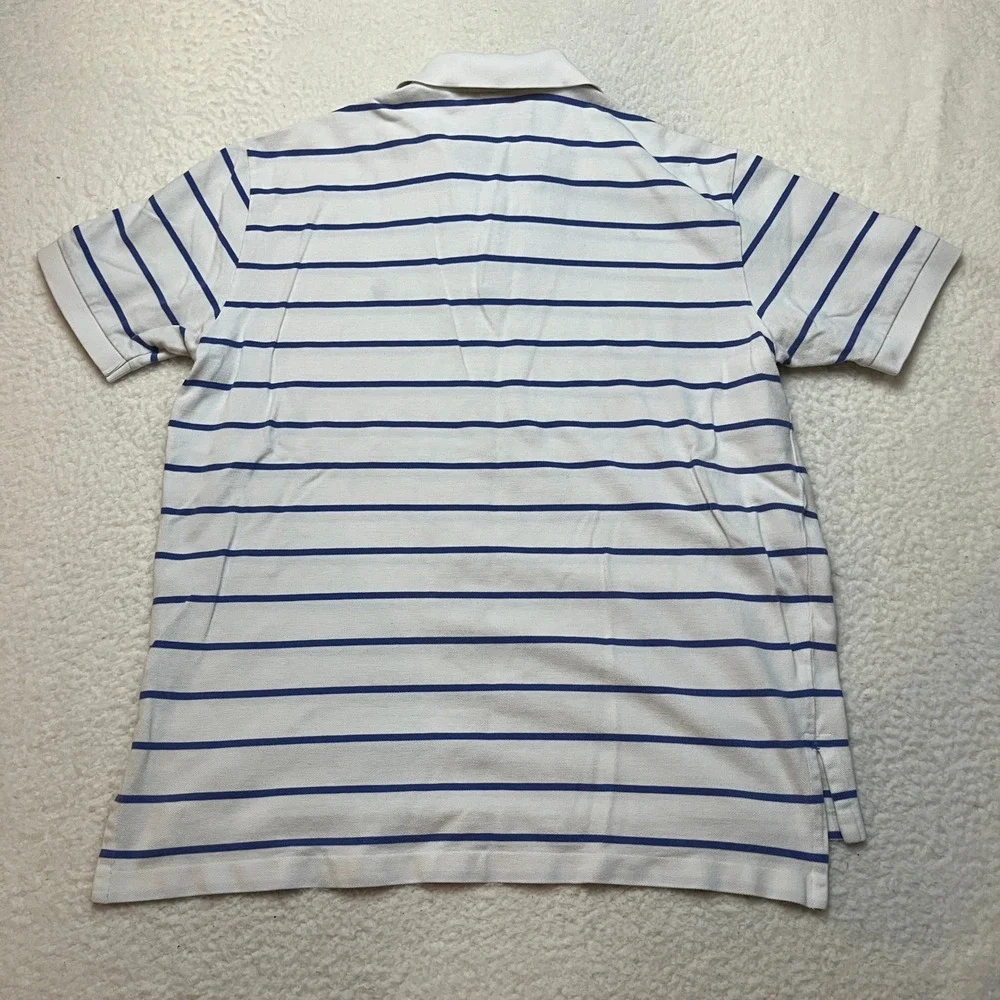 Polo Ralph Lauren Polo Shirt Mens XL White Blue Striped Short Sleeve Pony Logo